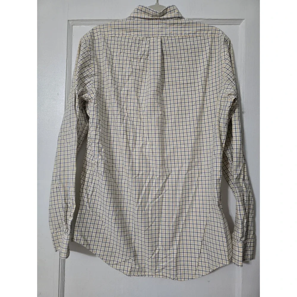 Polo Ralph Lauren Shirt Men Medium Yellow Navy Casual Button Down Window‎ Pane